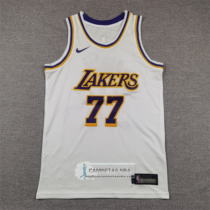 Camiseta Nino Los Angeles Lakers Luka Doncic NO 77 Association 2024-25 Blanco